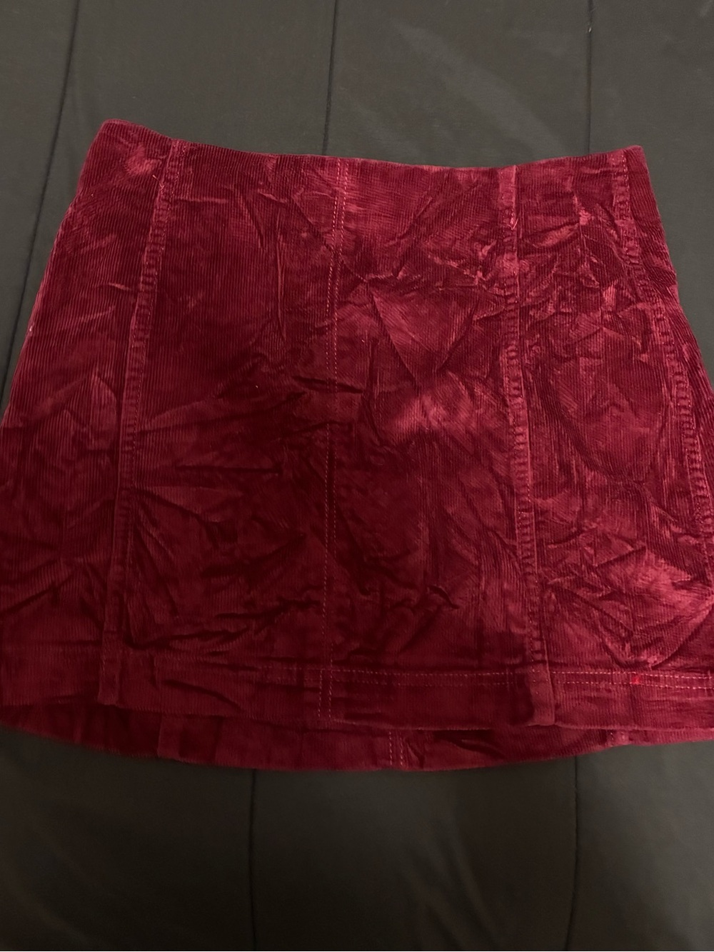 Women's Velveteen Corduroy Mini Skirt - Burgundy